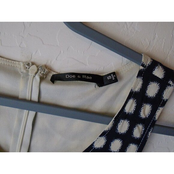 Doe & Rae Women Tank Dress Navy White Reverse Print Sz S Lined Rayon Poly - Picture 3 of 7